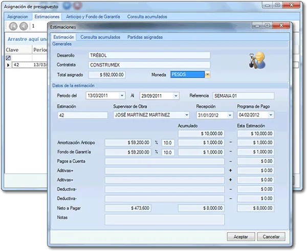 Control de estimaciones de obra en Terrantus ERP