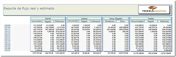 Reporte de flujos proyectados