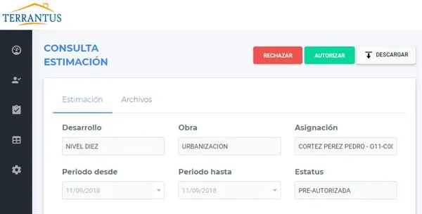 Proceso de autorización de una estimación